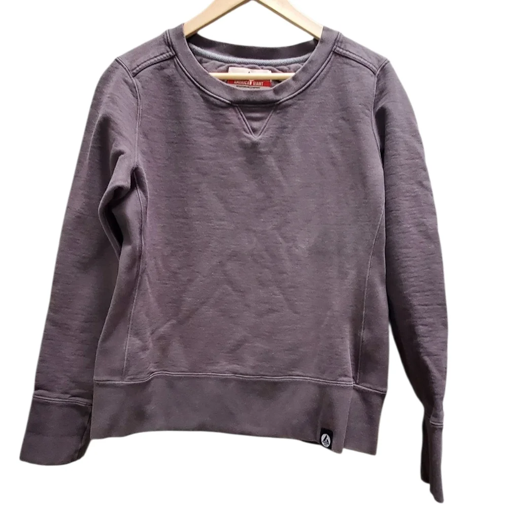 American Giant Heavy Weight Charcoal Grey Vintage Wash Sweatshirt Made In USA - Picture 2 of 12